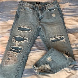 Light wash distressed jeans